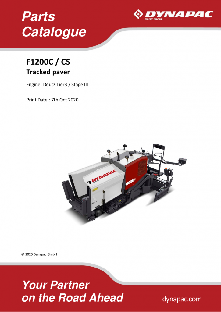 Dynapac F1200C F1200CS - Master Parts Catalogue - T3 - 2015 4812009817-T3 manual PDF Download