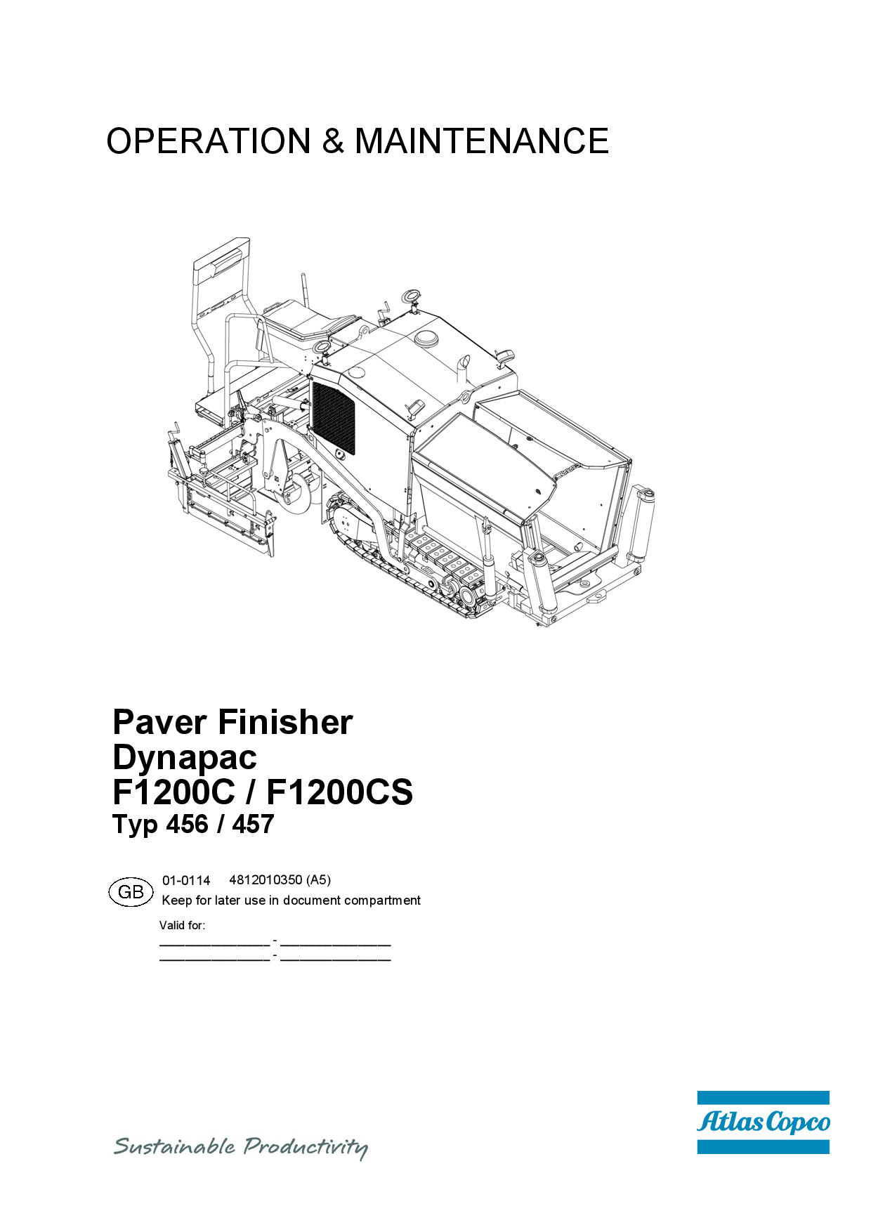 Dynapac F1200C F1200CS - Operation & Maintenance Manual - EN 4812010986EN manual PDF Download