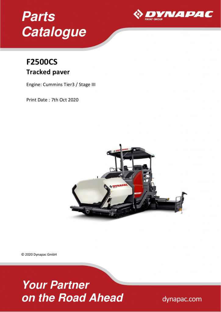 Dynapac F2500CS - Master Parts Catalogue - 2016 4812007727-891 manual PDF Download