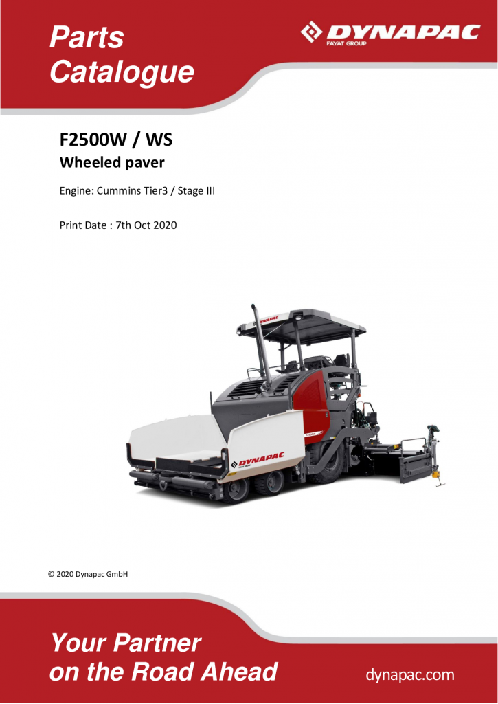Dynapac F2500W WS - Master Parts Catalogue - 2016 4812007732-896 manual PDF Download