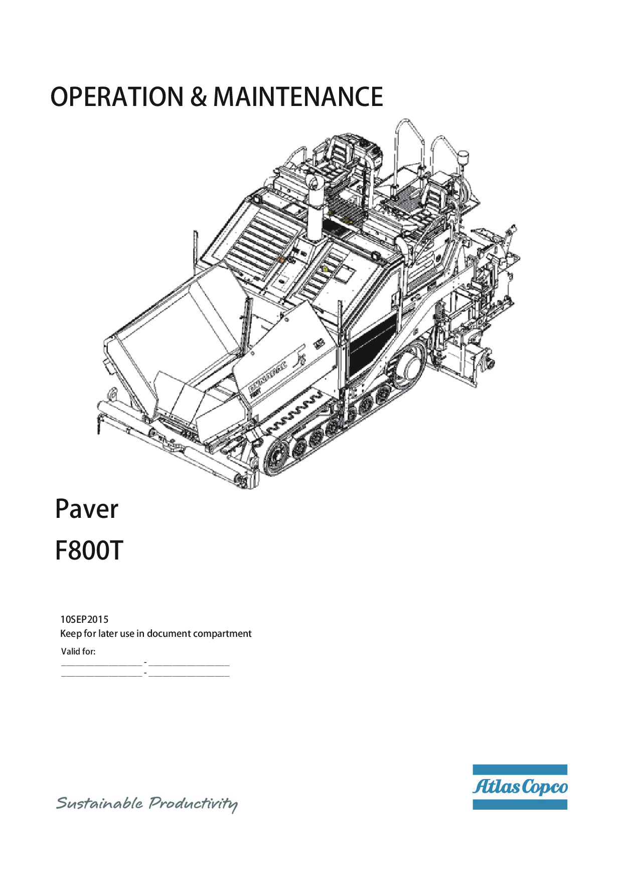 Dynapac F800T (IV T4) - Operation and Maintenance Manual (EN) 4812247562 manual PDF Download