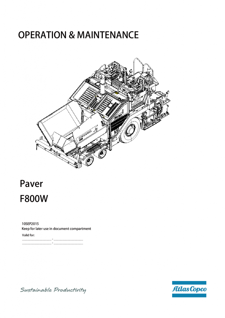 Dynapac F800W (IV T4) - Operation and Maintenance Manual (EN) 4812203019 manual PDF Download