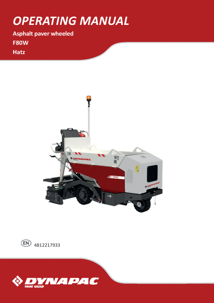 Dynapac F80W - Operation & Maintenance Manual - EN manual PDF Download