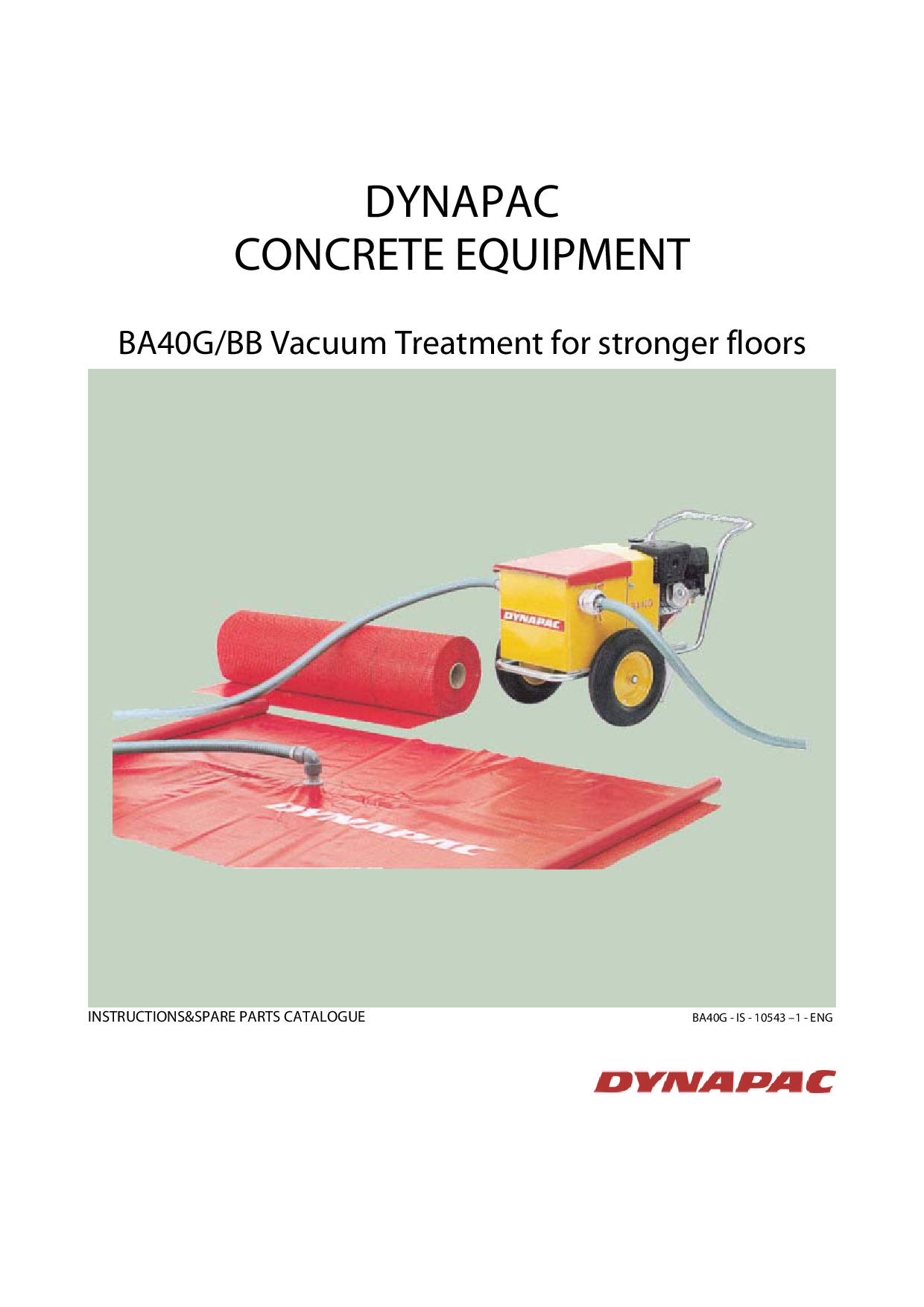 Dynapac Instructions manual, BA40G vacuum treatment IBA40GEN manual PDF Download