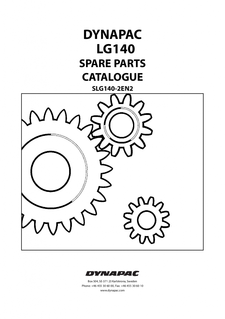 Dynapac LG140 - Spare Parts Catalogue SLG140-2EN manual PDF Download