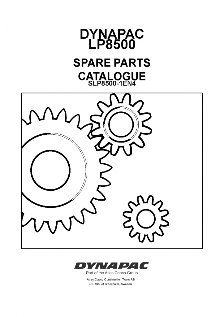Dynapac LP8500 - Spare Parts Catalogue SLP8500-1EN manual PDF Download