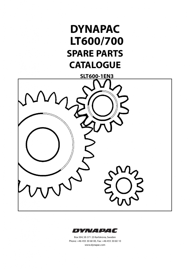 Dynapac LT600 700 - Spare Parts Catalogue SLT600-1EN manual PDF Download