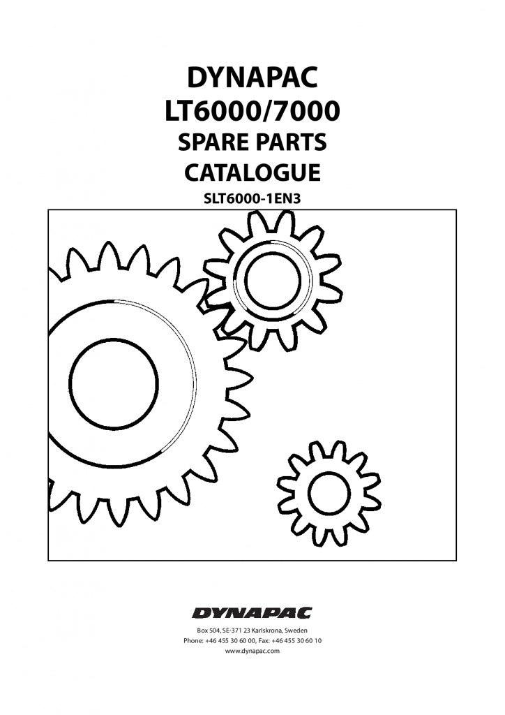 Dynapac LT6000 7000 - Spare Parts Catalogue SLT6000-1EN manual PDF Download