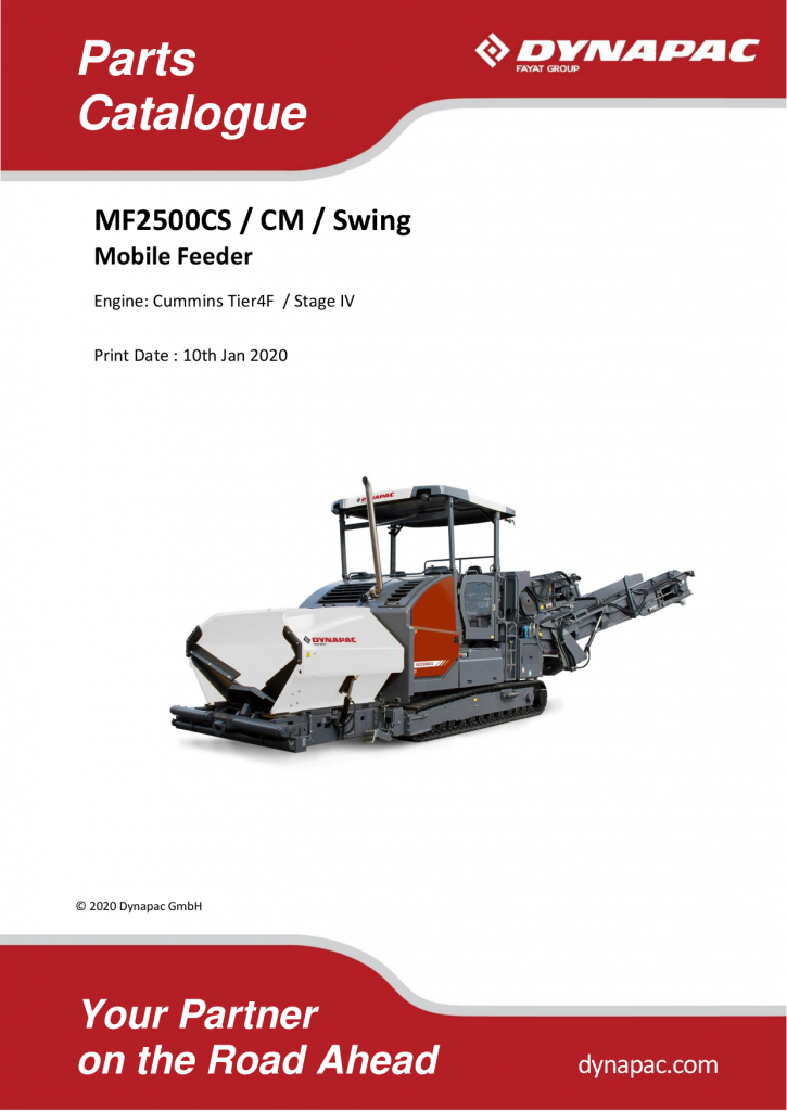 Dynapac MF2500CS CM - Master Parts Catalogue - 2019 4812071371_4812071402_2019 manual PDF Download
