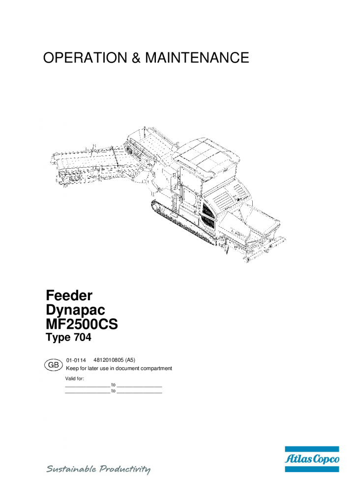 Dynapac MF2500CS - Operation & Maintenance manual - EN 4812010805EN manual PDF Download