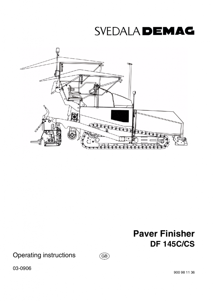 Dynapac Operation & Maintenance Manual DF145CS 900981136EN manual PDF Download