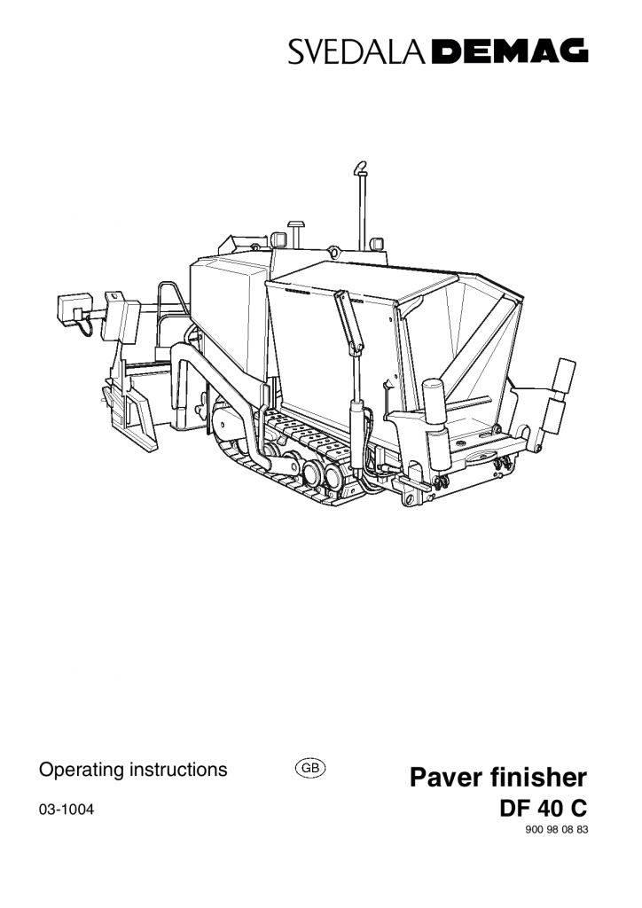 Dynapac Operation & Maintenance Manual DF40C 900980883EN manual PDF Download