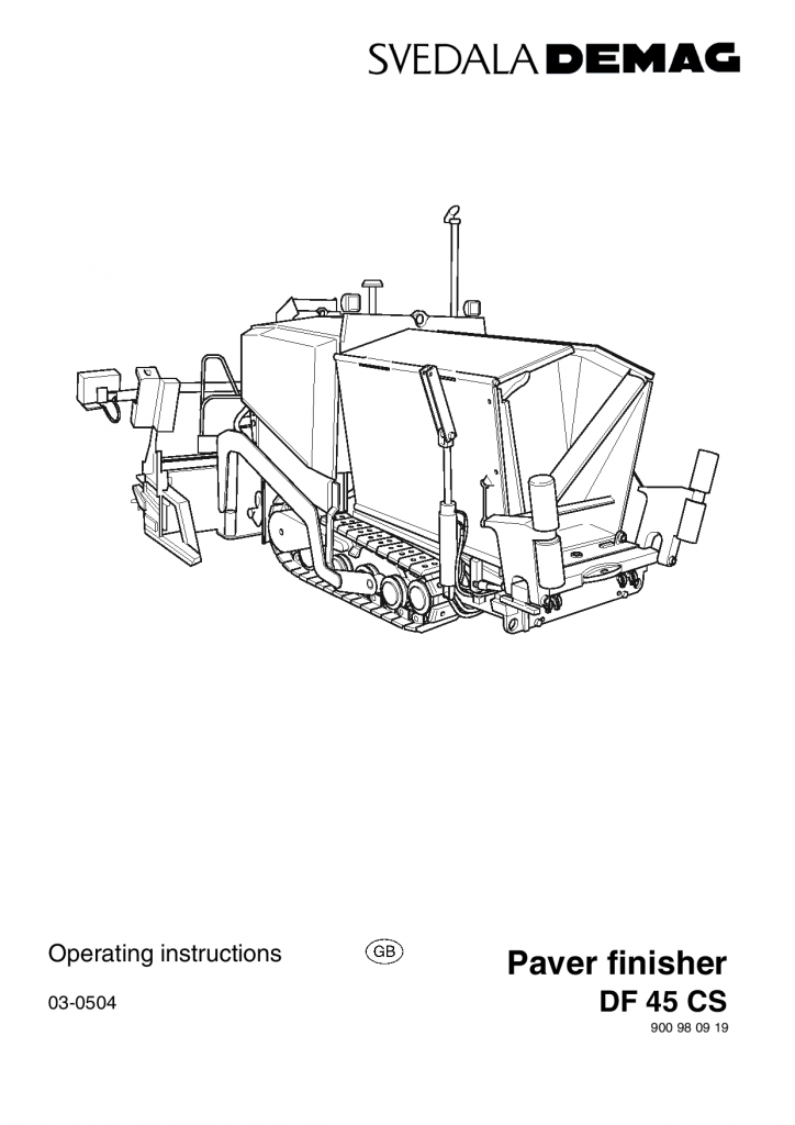Dynapac Operation & Maintenance Manual DF45CS 900980919EN manual PDF Download