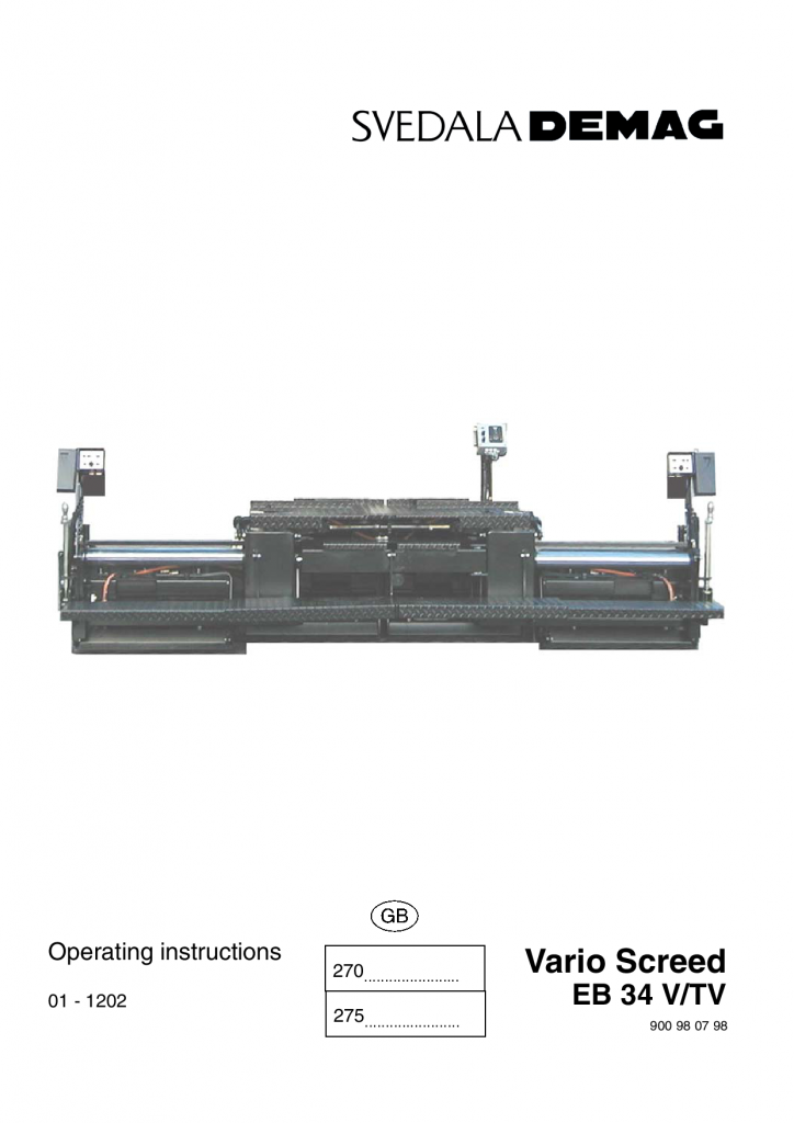 Dynapac Operation & Maintenance Manual EB34 900980798EN manual PDF Download