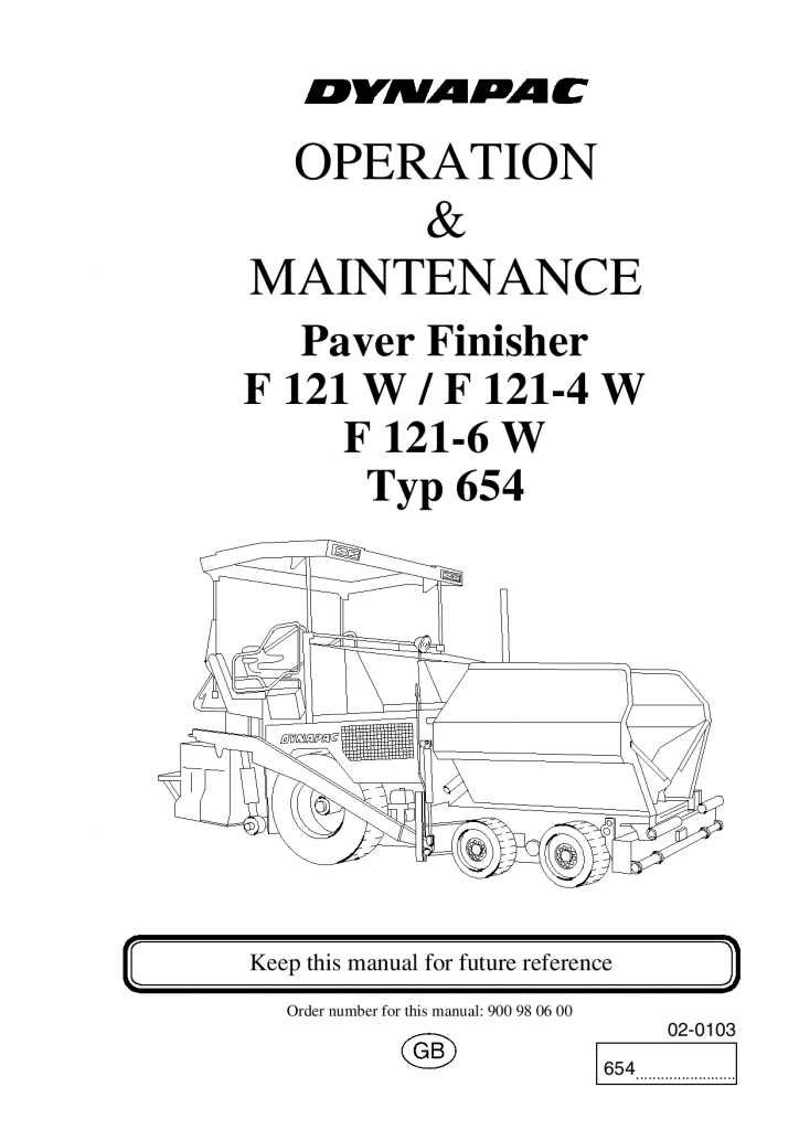 Dynapac Operation & Maintenance Manual F121W PLC 900980600EN manual PDF Download