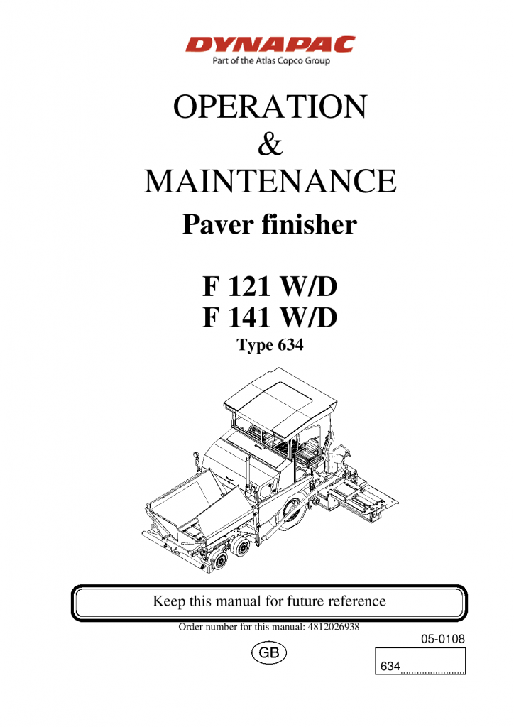 Dynapac Operation & Maintenance Manual F121WD, F141WD PLC Deutz 2012 2013 manual PDF Download