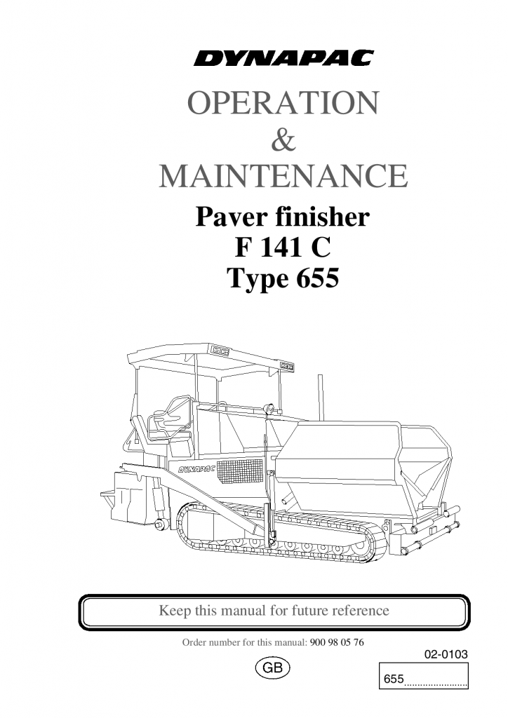 Dynapac Operation & Maintenance Manual F141C CONV manual PDF Download