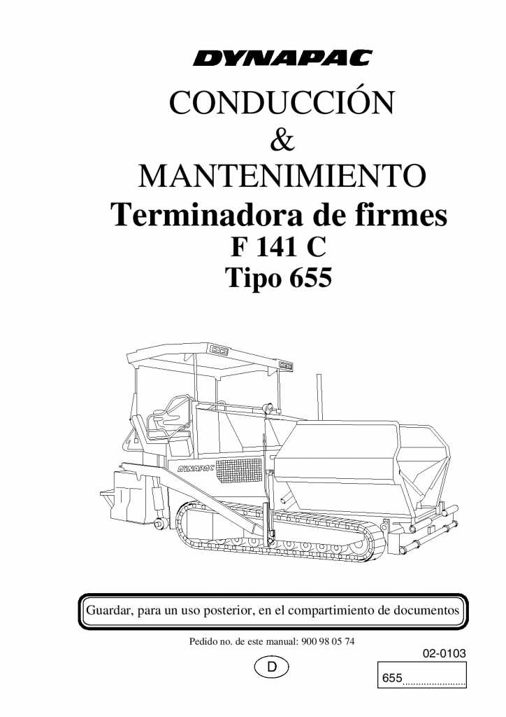 Dynapac Operation & Maintenance Manual F141C CONV 900980574ES manual PDF Download