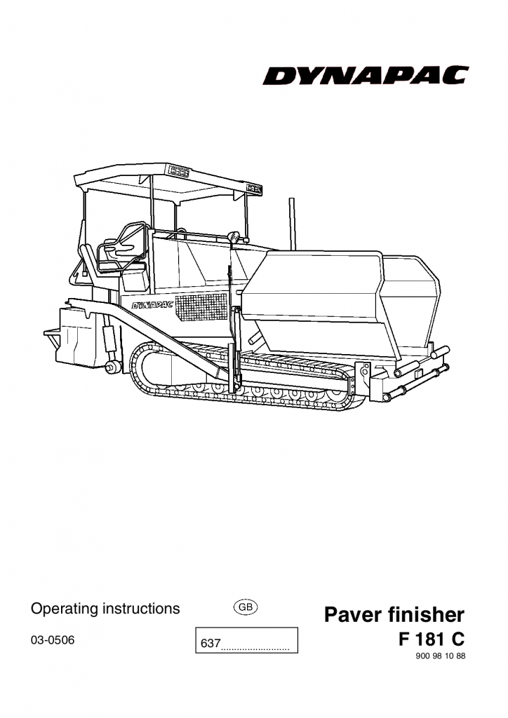 Dynapac Operation & Maintenance Manual F181C-PLC 900981088EN manual PDF Download