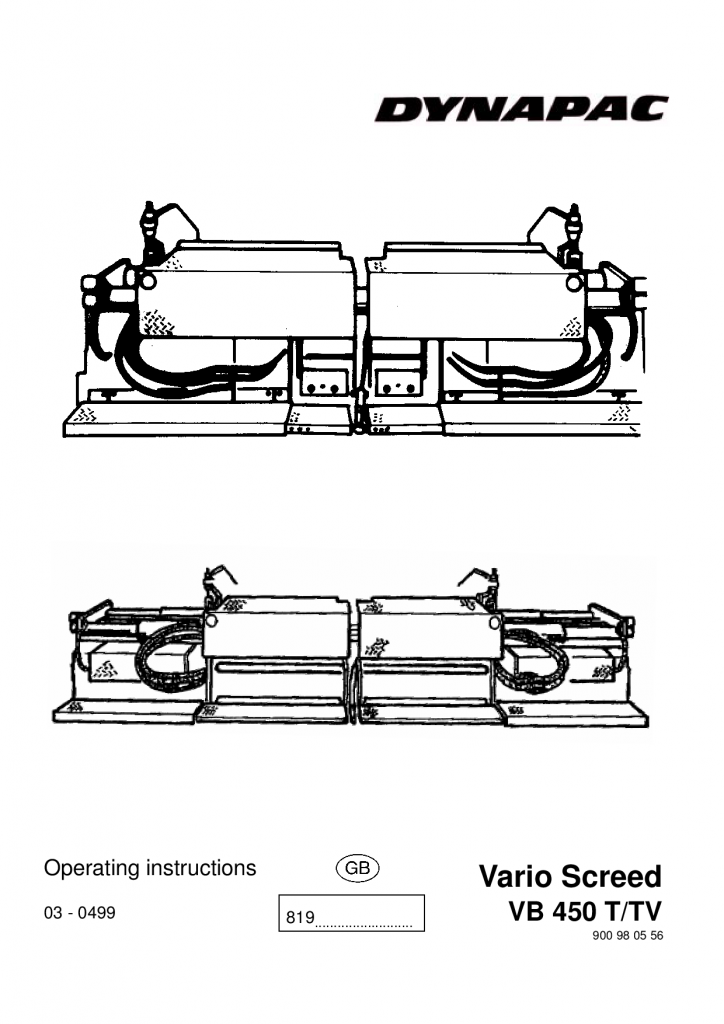 Dynapac Operation & Maintenance Manual VB 450T TV 900980556EN manual PDF Download