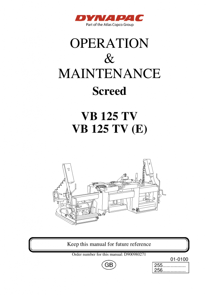 Dynapac Operation & Maintenance Manual VB125TV VB125TVE 900980271EN manual PDF Download
