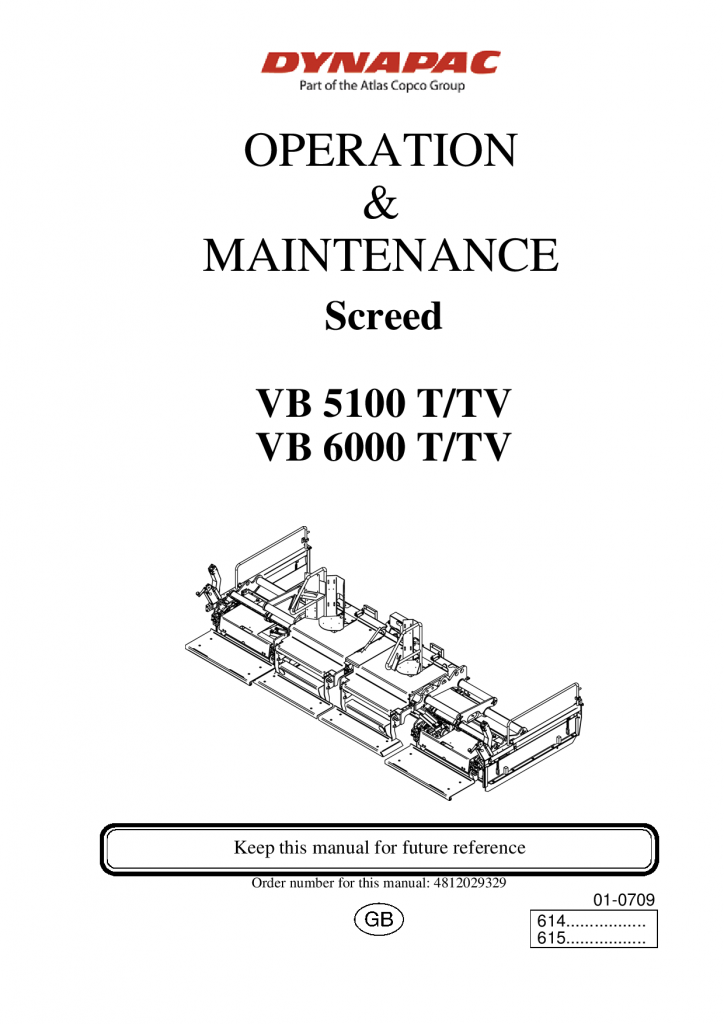 Dynapac Operation & Maintenance Manual VB5100T TV VB6000T TV GAS E 4812029329EN manual PDF Download