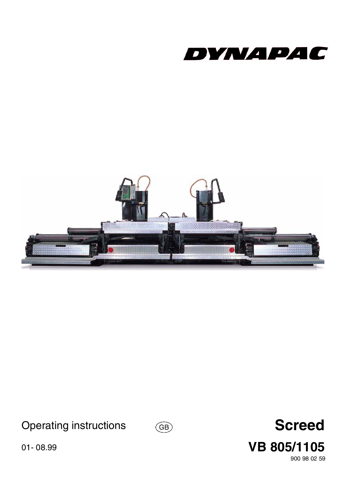 Dynapac Operation & Maintenance Manual VB805 1105TV 900980259EN manual PDF Download