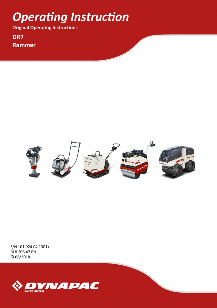 Dynapac Operation Manual DR7 DL820347EN OMM_DL820347EN manual PDF Download