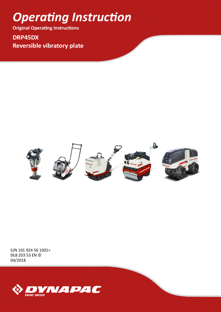 Dynapac Operation Manual DRP45DX DL820353EN OMM_DL820353EN manual PDF Download