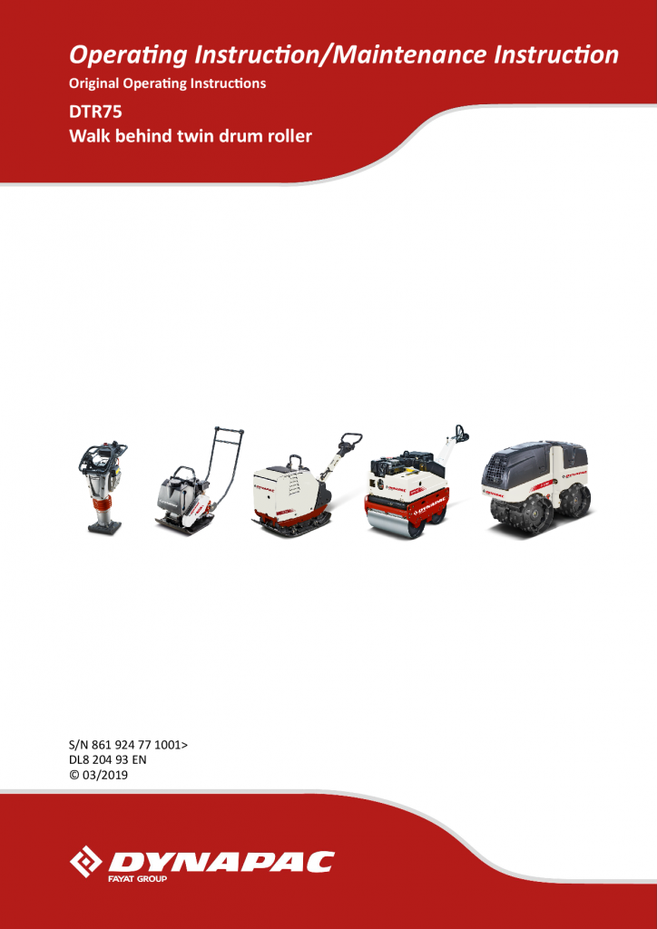 Dynapac Operation Manual DTR75 DL820493EN OMM_DL820493EN_03-2019 manual PDF Download