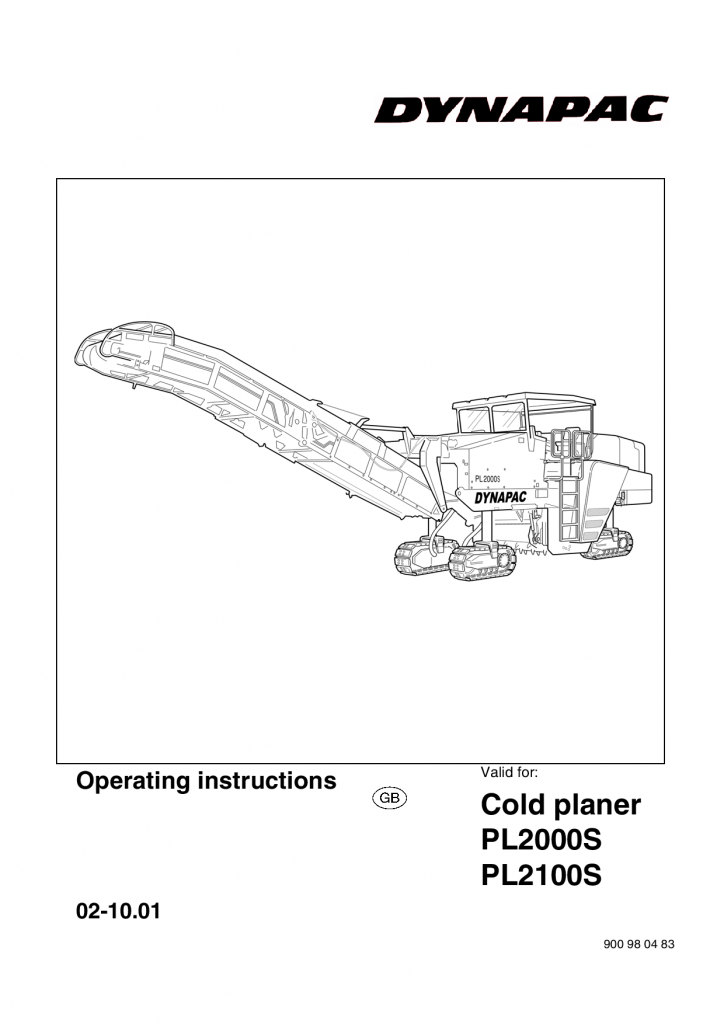 Dynapac Operation Manual PL2000 2100S 900980483EN manual PDF Download