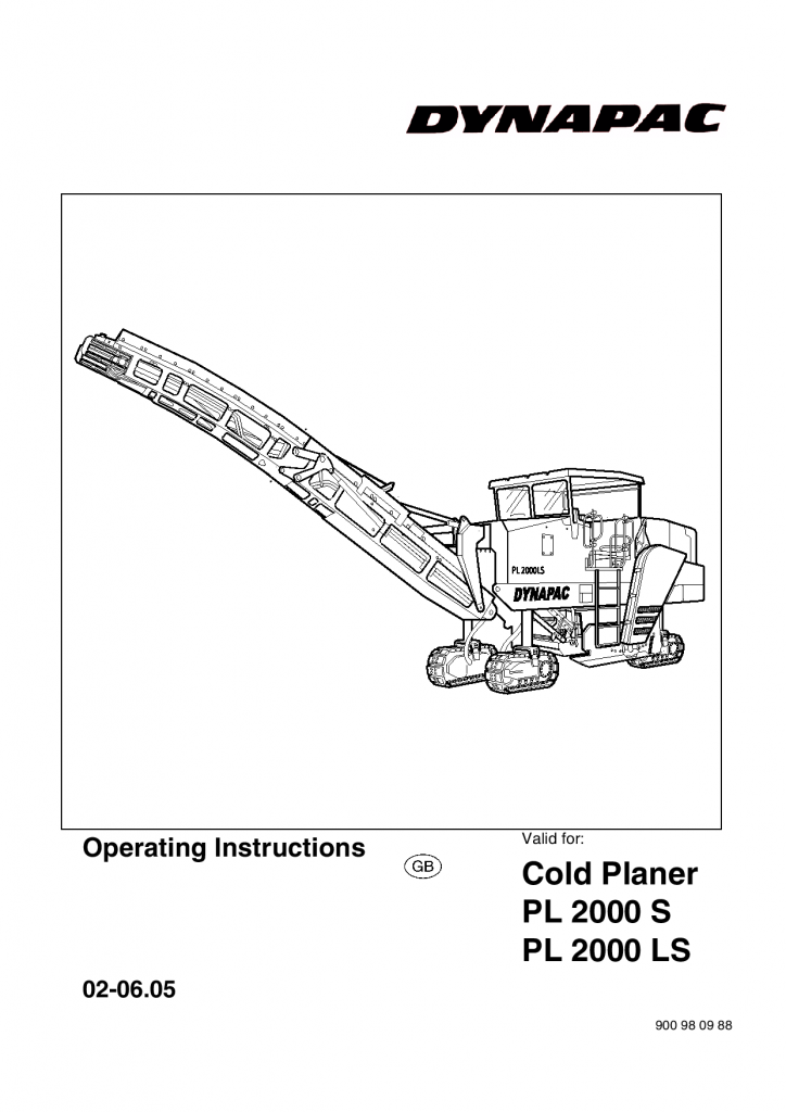 Dynapac Operation Manual PL2000LS 900980988EN manual PDF Download