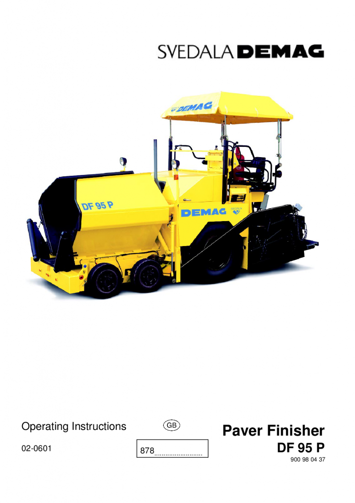 Dynapac Operation & maintenance manual DF95P 900980437EN manual PDF Download