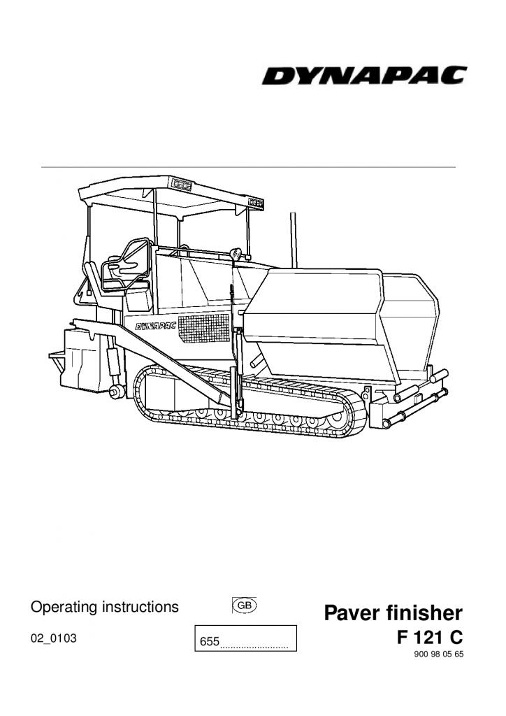 Dynapac Operation & maintenance manual F121C 900980565EN manual PDF Download
