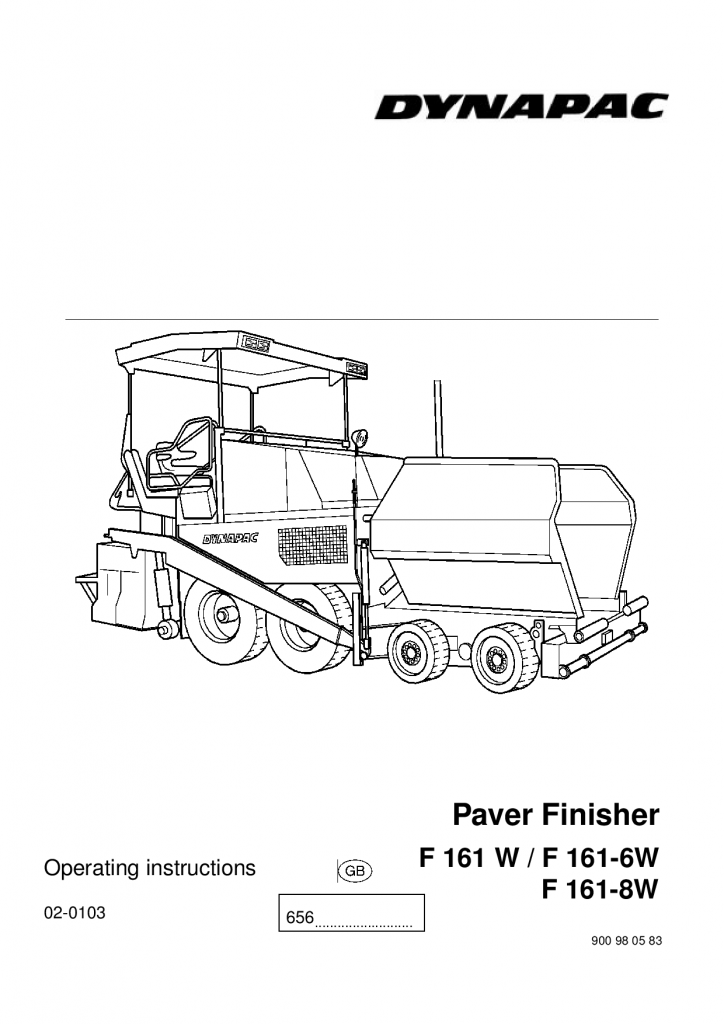 Dynapac Operation & maintenance manual F161W 900980583EN manual PDF Download