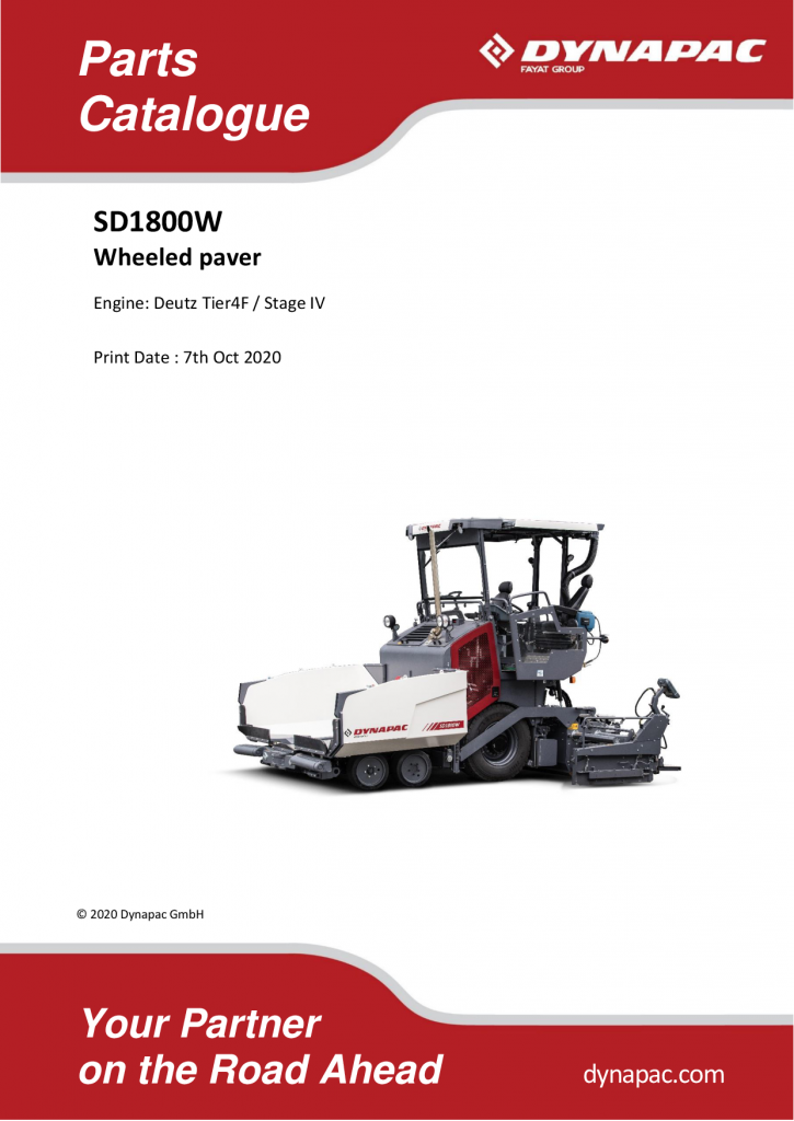 Dynapac SD1800W - Master Parts Catalogue - 2017 4812013991_913_2017 manual PDF Download