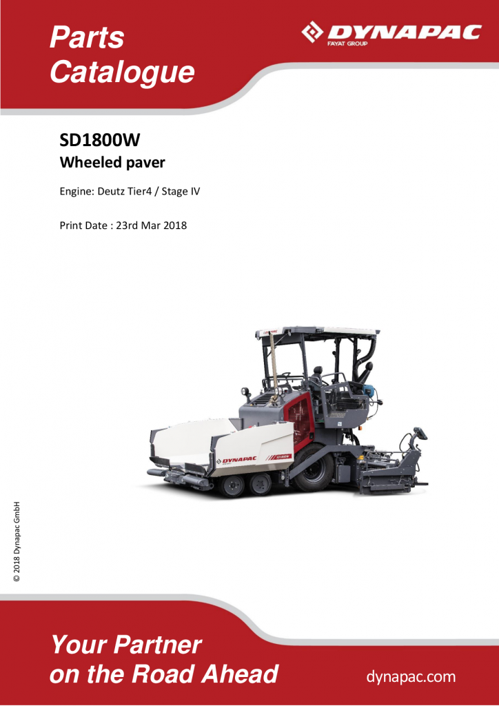 Dynapac SD1800W - Master Parts Catalogue 4812013991-913 manual PDF Download