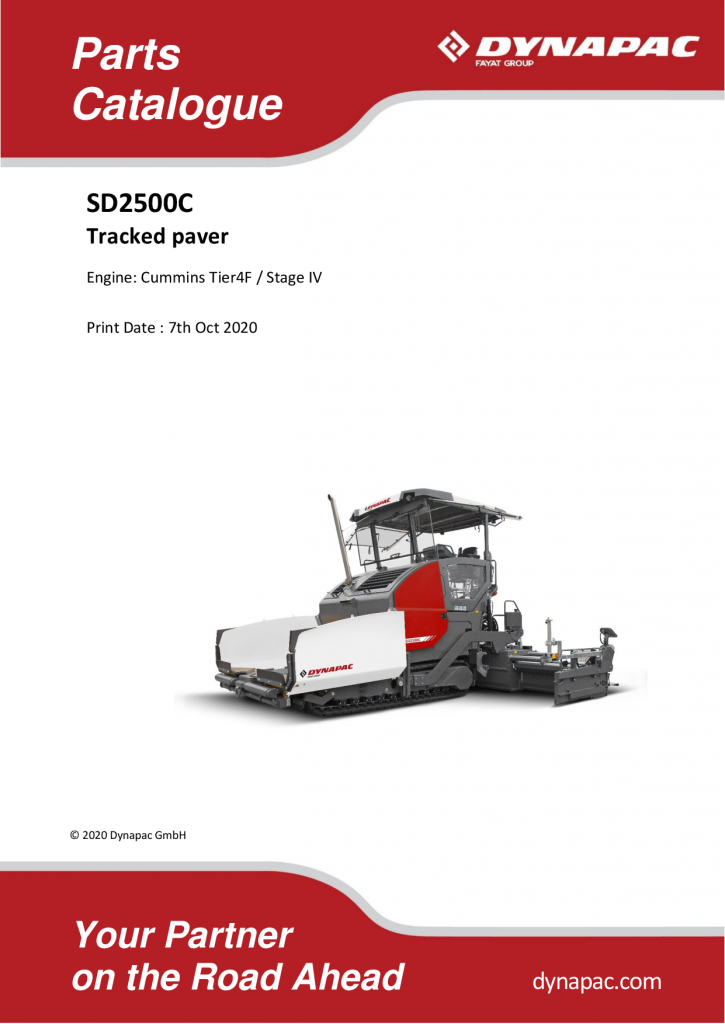 Dynapac SD2500C - Master Parts Catalogue - 2016 4812007728-892 manual PDF Download