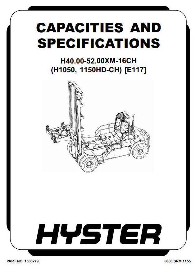 Hyster H40.00-H44.00-H48.00-H50.00-H52.00 XM-16CH Forklift Truck E117 Series Service Manual (Europe)