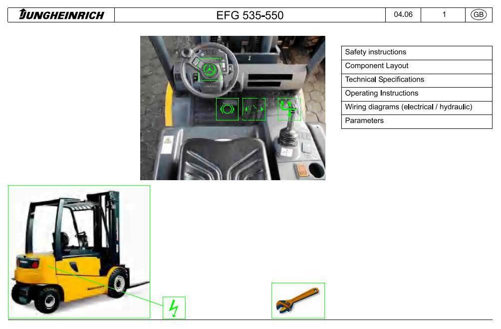 Jungheinrich EFG 535, EFG 540, EFG 545, EFG 550 (01.04-10.09) Electric ForkLift Truck Service Manual