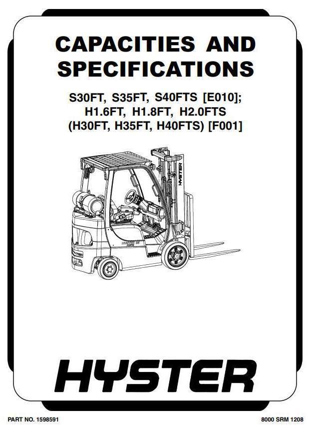 Hyster H1.6FT, H1.8FT, H2.0FTS Forklift Truck F001 Series Workshop Service Manual (Europe)