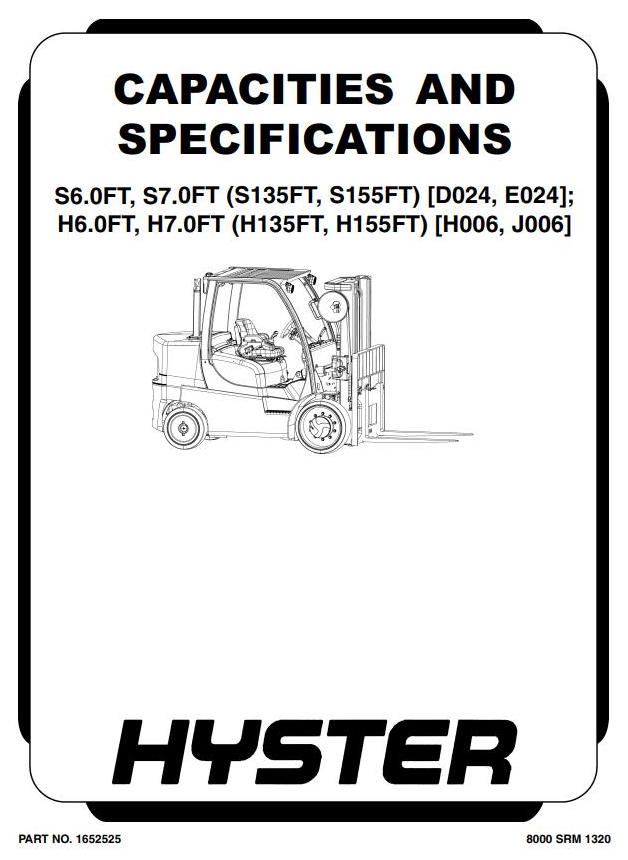 Hyster H135FT, H155FT Diesel and LPG Forklift Truck H006 Series Workshop Service Manual (USA)