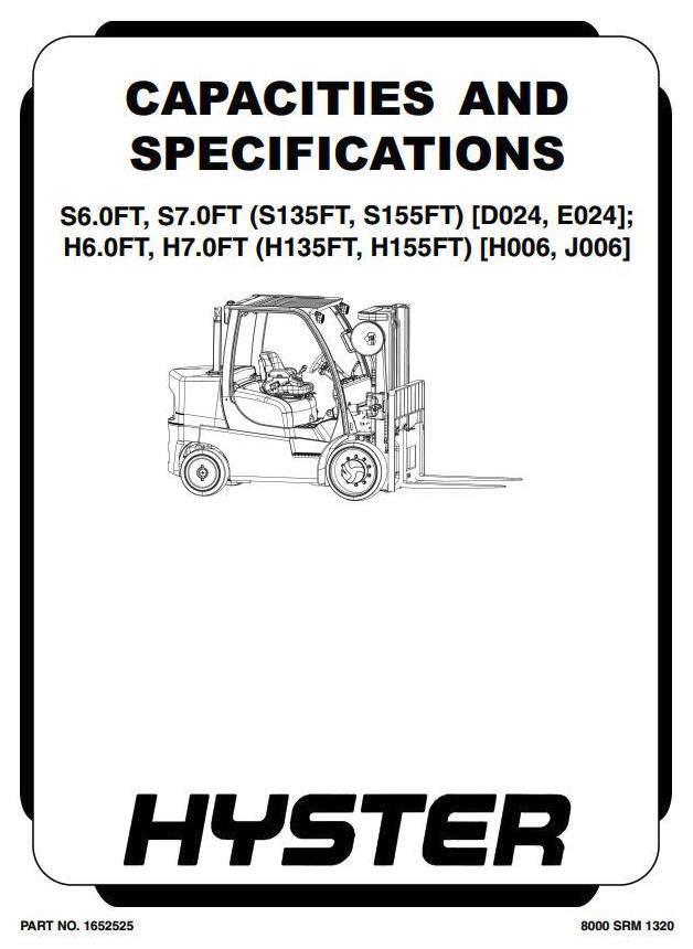Hyster H6.0FT, H7.0FT Diesel/LPG Forklift Truck H006 Series Workshop Service Manual (Europe)