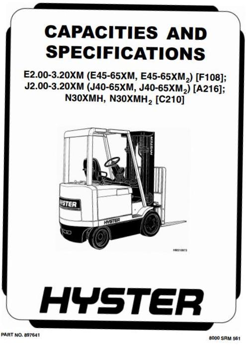 Hyster N30XMH2 Electric Forklift Truck C210 Series (SN. from C210V-1616) Workshop Service Manual
