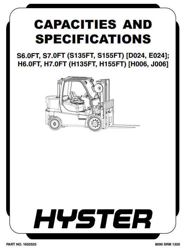 Hyster H6.0FT, H7.0FT Diesel/LPG Forklift Truck J006 Series Workshop Service Manual (Europe)