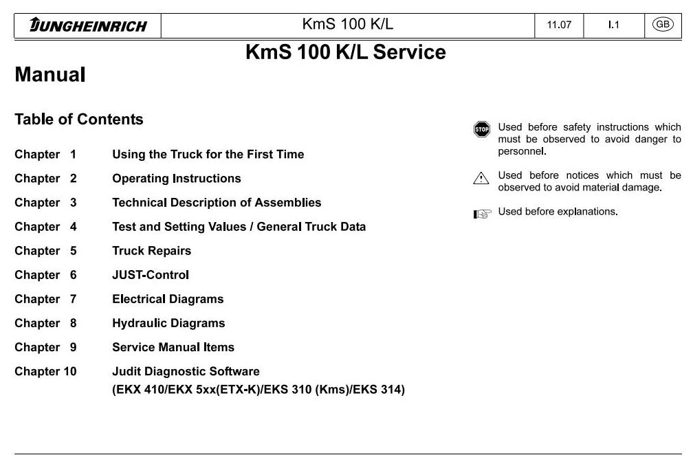 Jungheinrich EKS 310, EKS 310K (07.2004-07.2009) Order Picker Workshop Service Manual