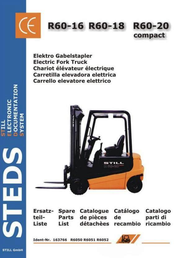 Still R60-16, R60-18, R60-20 Compact Electric Forklift Truck Series 6050, 6051,6052 Spare Parts List