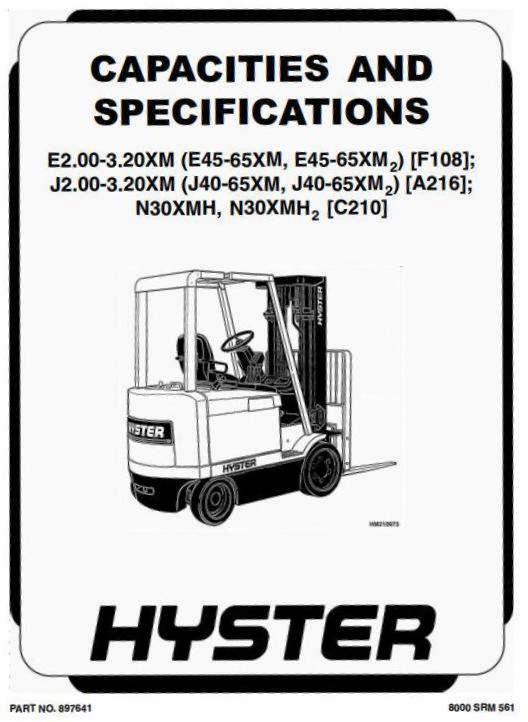 Hyster J40XM2, J50XM2, J60XM2, J65XM2 Forklift Truck A216 Series Workshop Service Manual (USA)