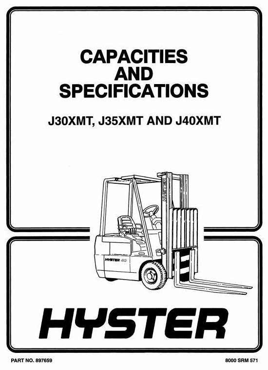 Hyster J30XMT, J35XMT, J40XMT Electric Forklift Truck F160 Series Workshop Service Manual