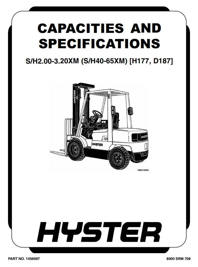 Hyster H45XM, H50XM, H55XM, H60XM, H65XM Forklift Truck H177 Series Workshop Service Manual (USA)
